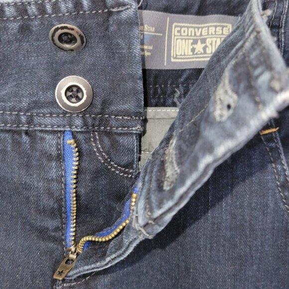 Converse One Star Denim Blue Jean Skirt Wide Waistband Pockets Slit Size 12 - Picture 4 of 12